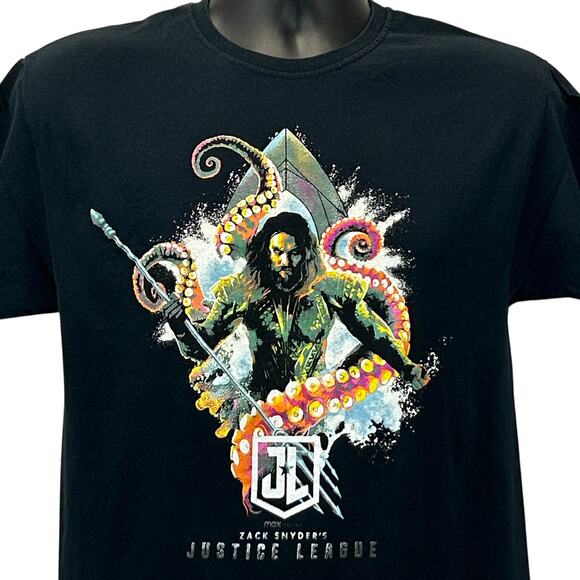 Zack Snyder Justice League Aquaman T Shirt Jason Momoa DC Comics Black M Medium - Picture 1 of 5
